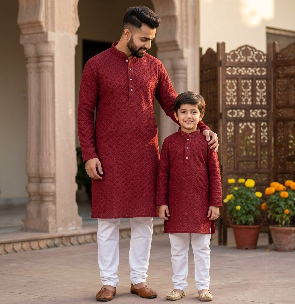 Men & Boys Matching Indian Ethnic Wear | Family Kurta & Sherwani Collection